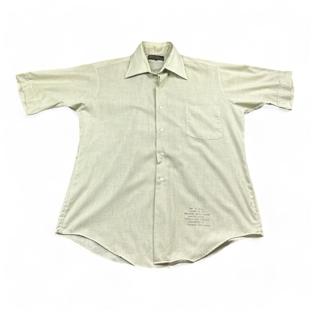 Vintage Van Heusen Dress Shirt Adult LARGE Green Hampshire House Bradley 70s